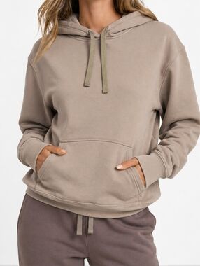 Club Monaco ($160) Taupe Pullover Hoodie Soft Cotton Minimalist Athleisure